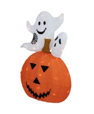27.5" LED Lighted Battery Operated Jack-O-Lantern and Ghosts Halloween Decoration
