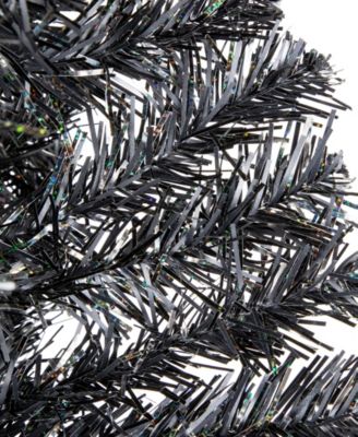 6' Charcoal Brown Iridescent Slim Artificial Tinsel Halloween Tree Unlit