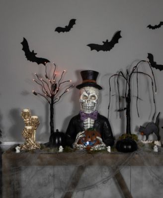 23.5" LED Lighted Skeleton with Jack-O-Lantern Halloween Decoration
