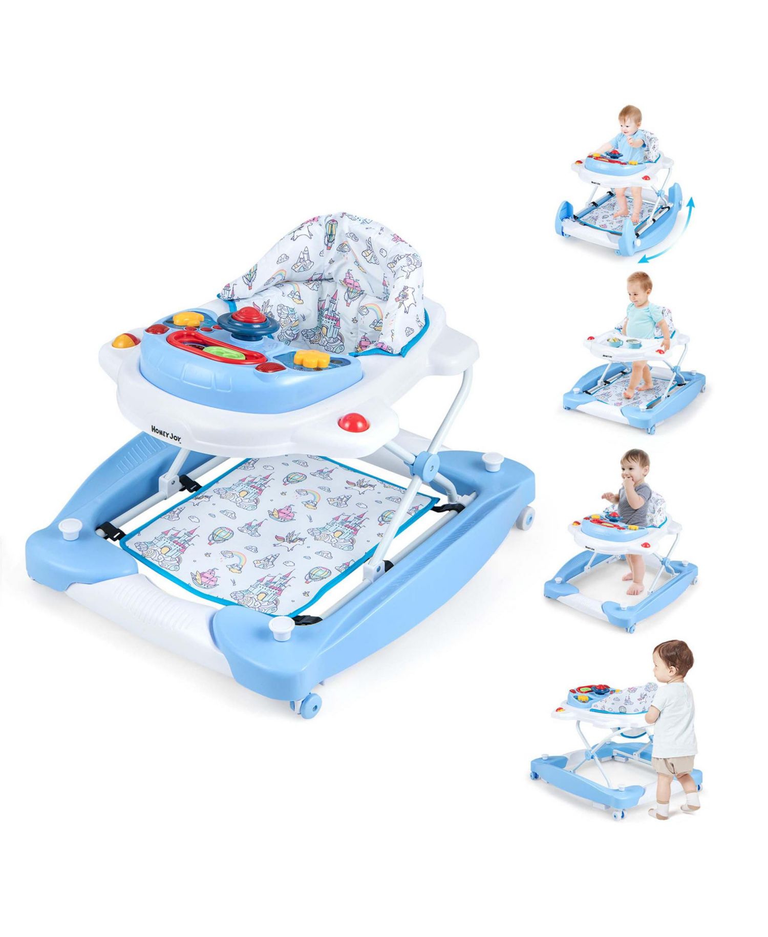 6 in 1 Baby Walker Adjustable Toddler Activity Center with Music Tray