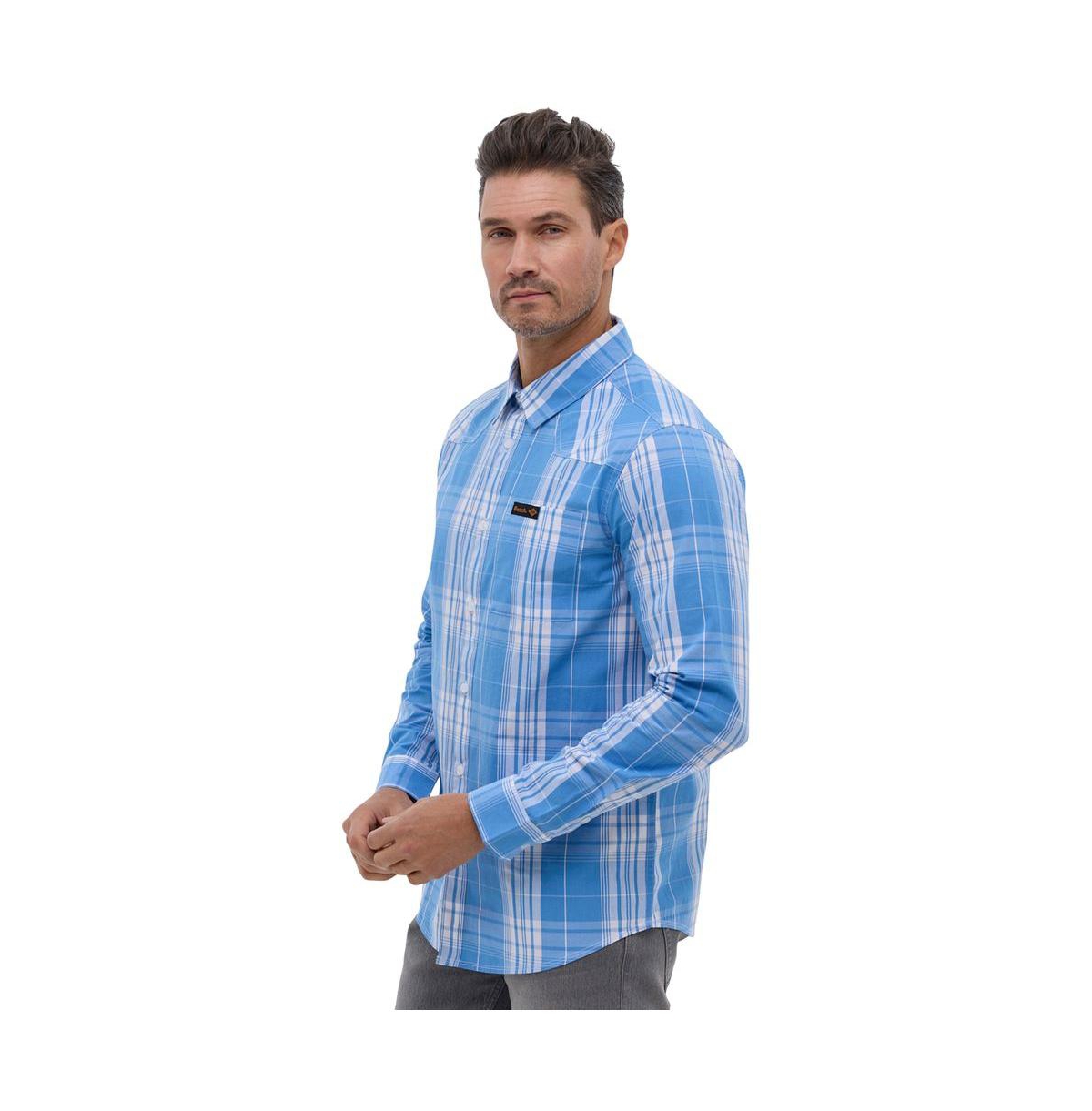 Bench Dna Men's Zimma Long Sleeve Check Shirt -white