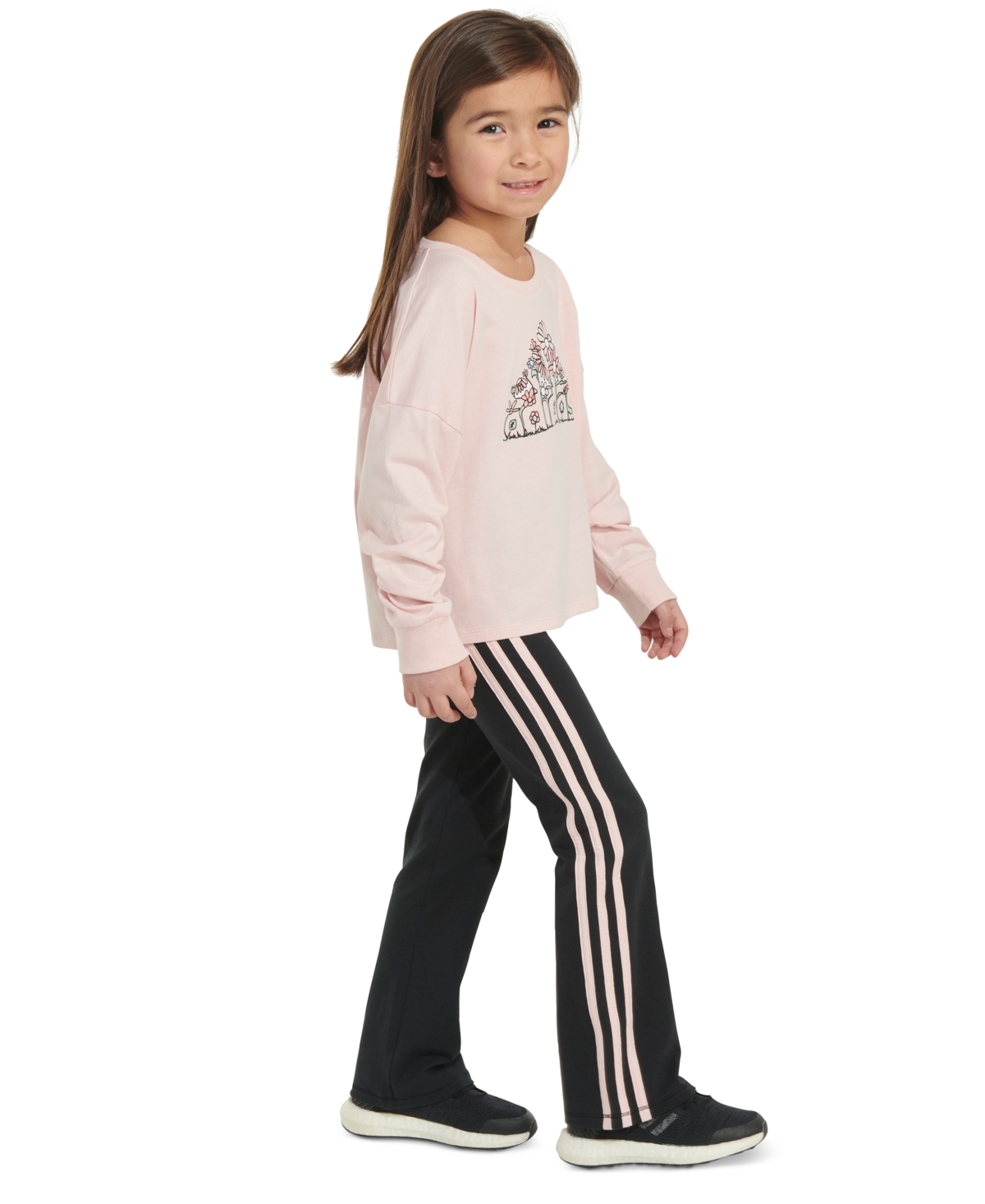 adidas Little & Toddler Girls Long-Sleeve T-Shirt & Flare Pants, 2 Piece Set