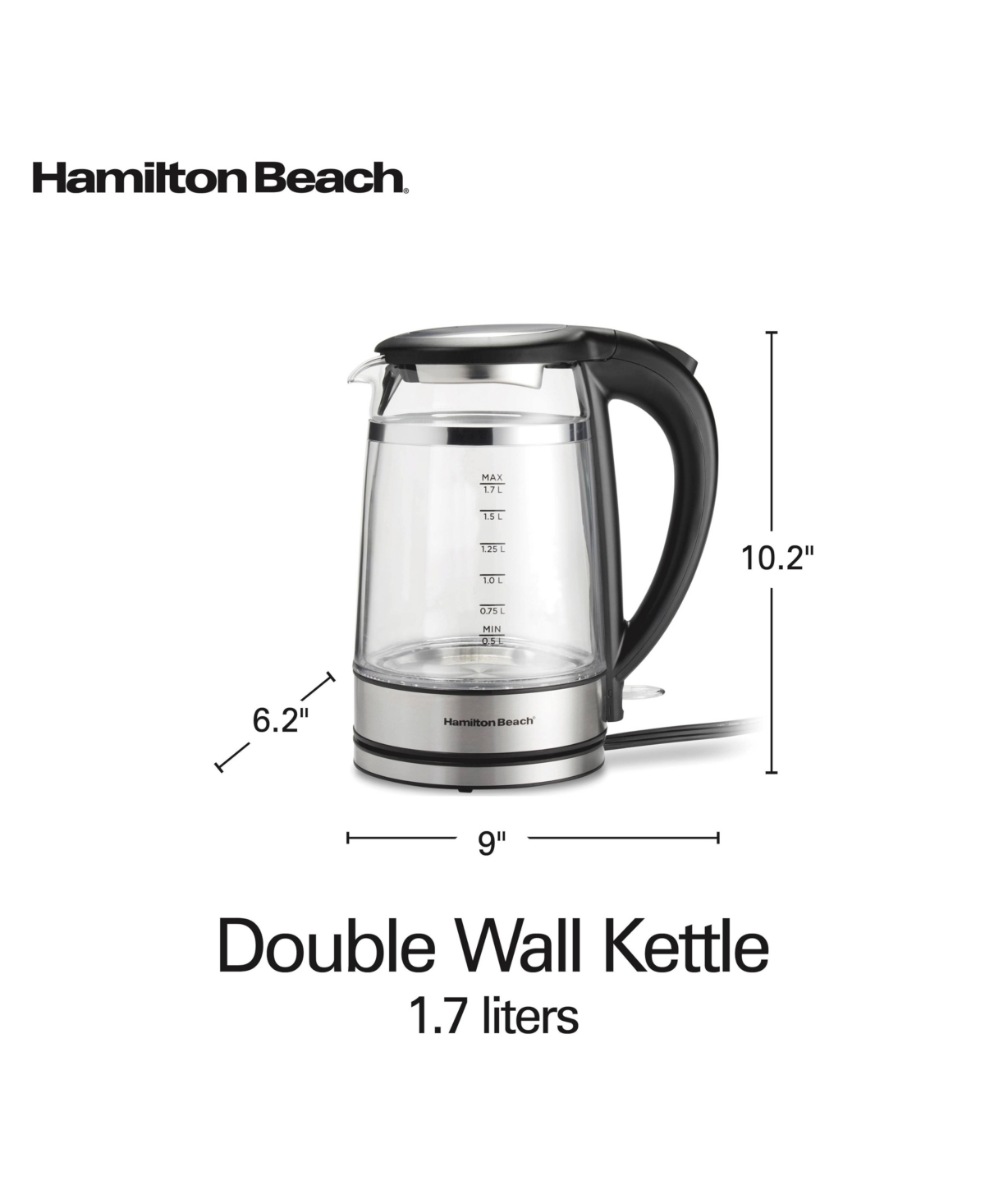 Hamilton Beach 1.7 L Double Wall Kettle In Black