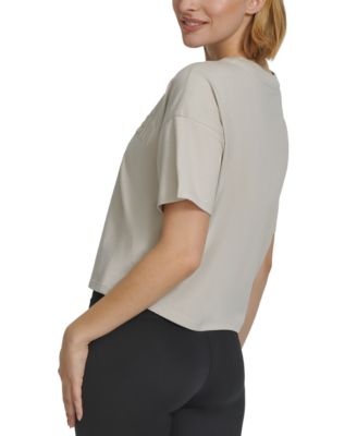 Женская укороченная футболка Calvin Klein Performance из хлопка с рельефным логотипом