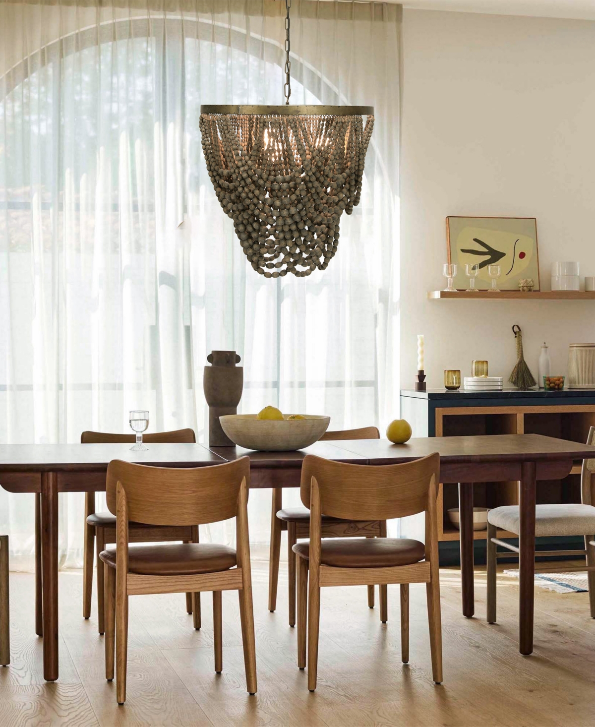Storied Home 2-tier Draped Wood Bead Chandelier In Grey