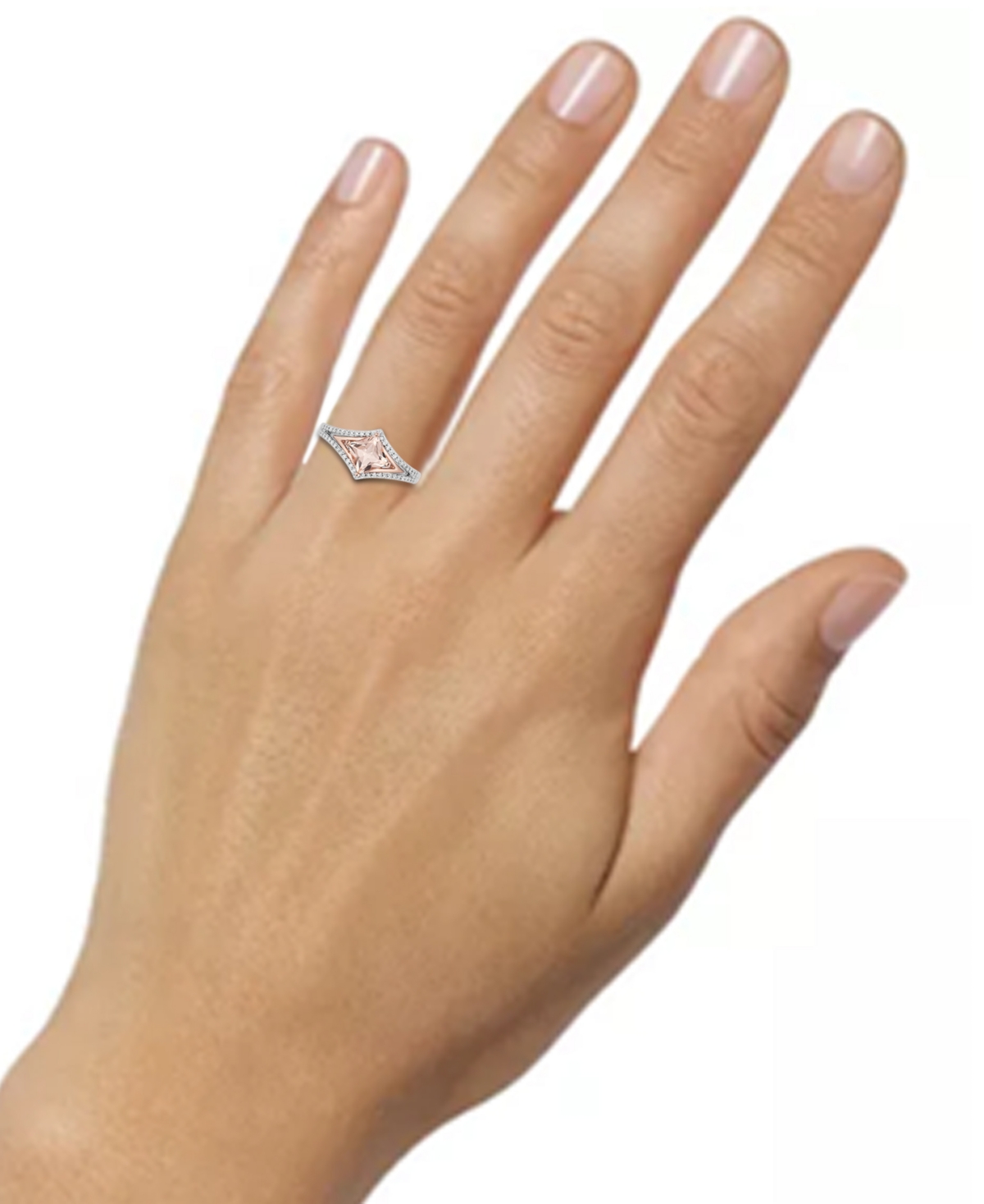 Disney Enchanted Vault Morganite (1 Ct. T.w.) & Diamond (1/5 Ct. T.w.) Aurora Ring In Sterling Silver & 10k Rose Gold In Sterling Silver  Rose Gold
