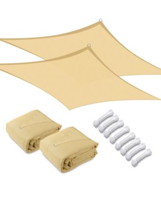 2 Pack 16x16 Ft 97% UV Block Square Sun Shade Sail Canopy Outdoor Patio Poolside