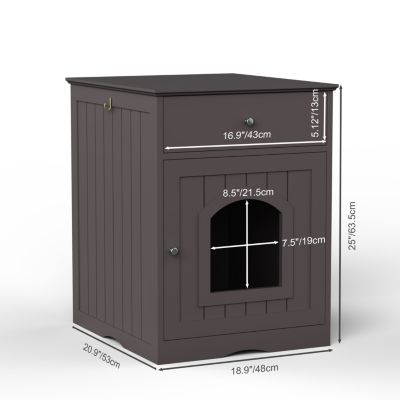 Wooden Pet House with Drawer and Side Table