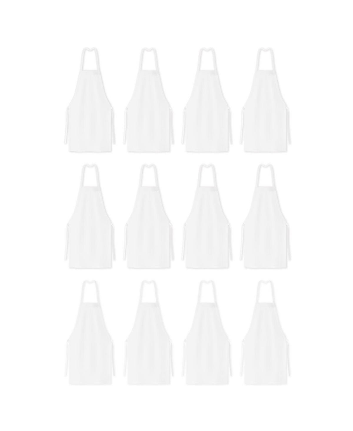 Arkwright Mariposa Bib Aprons (12 Pack), 33x30, Spun Polyester, Color Options, Adjustable Ties - White