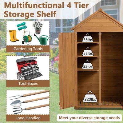 Wooden Outdoor Storage Cabinet with Shelves and Latch