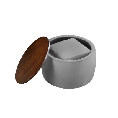 Round Ottoman Set with Storage & Coffee Table - 2 in 1 Function