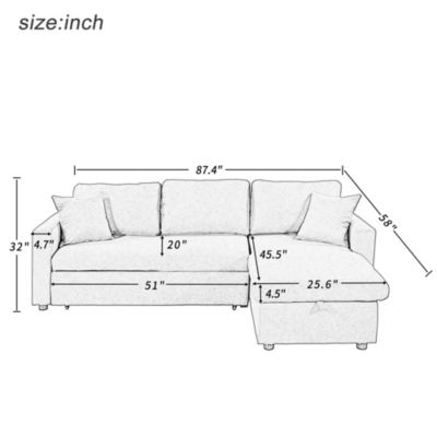 Sleeper Sectional Sofa with Storage and Cushions