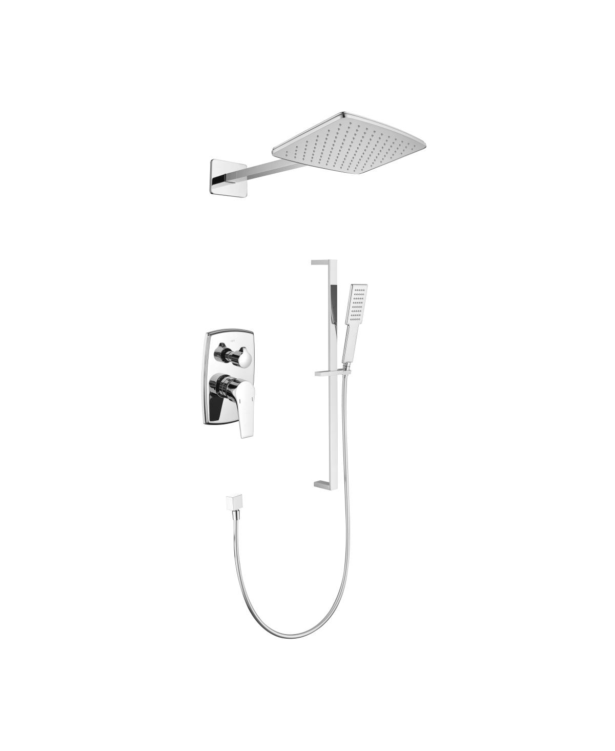 Wall Mounted Waterfall Rain Shower System With 3 Body Sprays & Handheld Shower - Silver