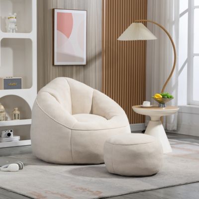 Compressed Foam Bean Bag Chair with Footrest