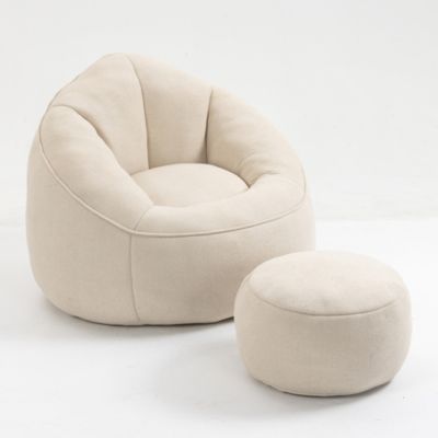Compressed Foam Bean Bag Chair with Footrest