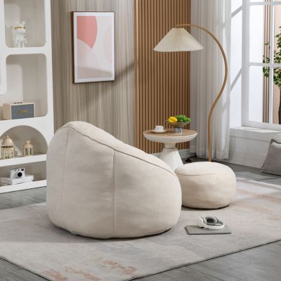 Compressed Foam Bean Bag Chair with Footrest