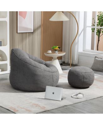 Compressed Foam Bean Bag Chair with Footrest