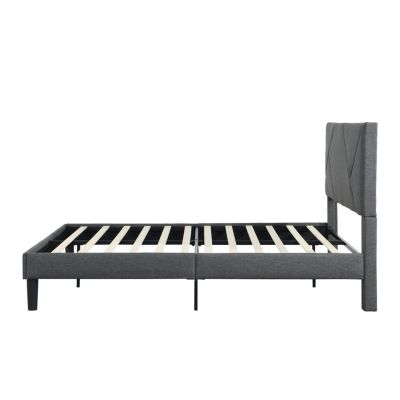 Streamdale  Furniture  Upholstered Platform Bed, Queen, Gray, Wood Slat Support