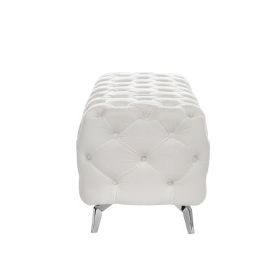  Button-Tufted Velvet Ottoman Bench