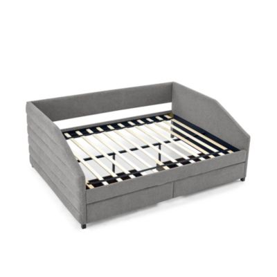 Queen Size Upholstered Daybed with Trundle, Grey