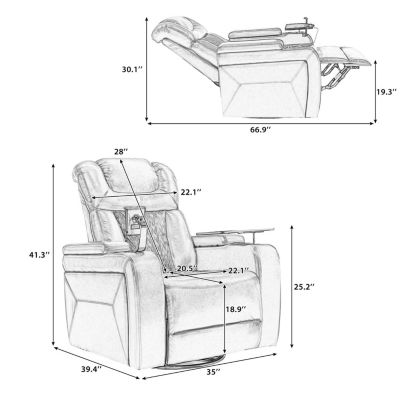 Power Recliner with Swivel, Tray Table, Phone Holder