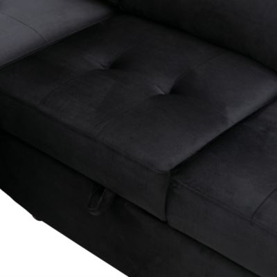 L-Shaped Sleeper Sofa with Storage Ottoman & USB Charge