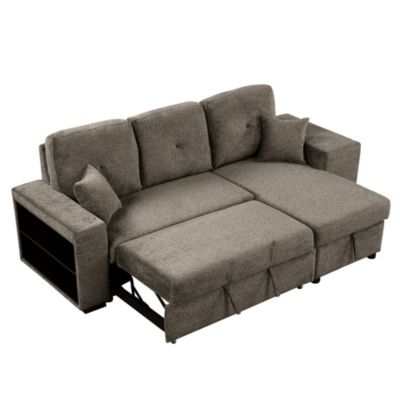  Knox Charcoal Sectional Sofa Bed with Storage Chaise