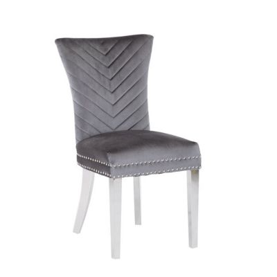 2 Pc  Velvet Fabric & Stainless Steel  Modern Finish  Chair
