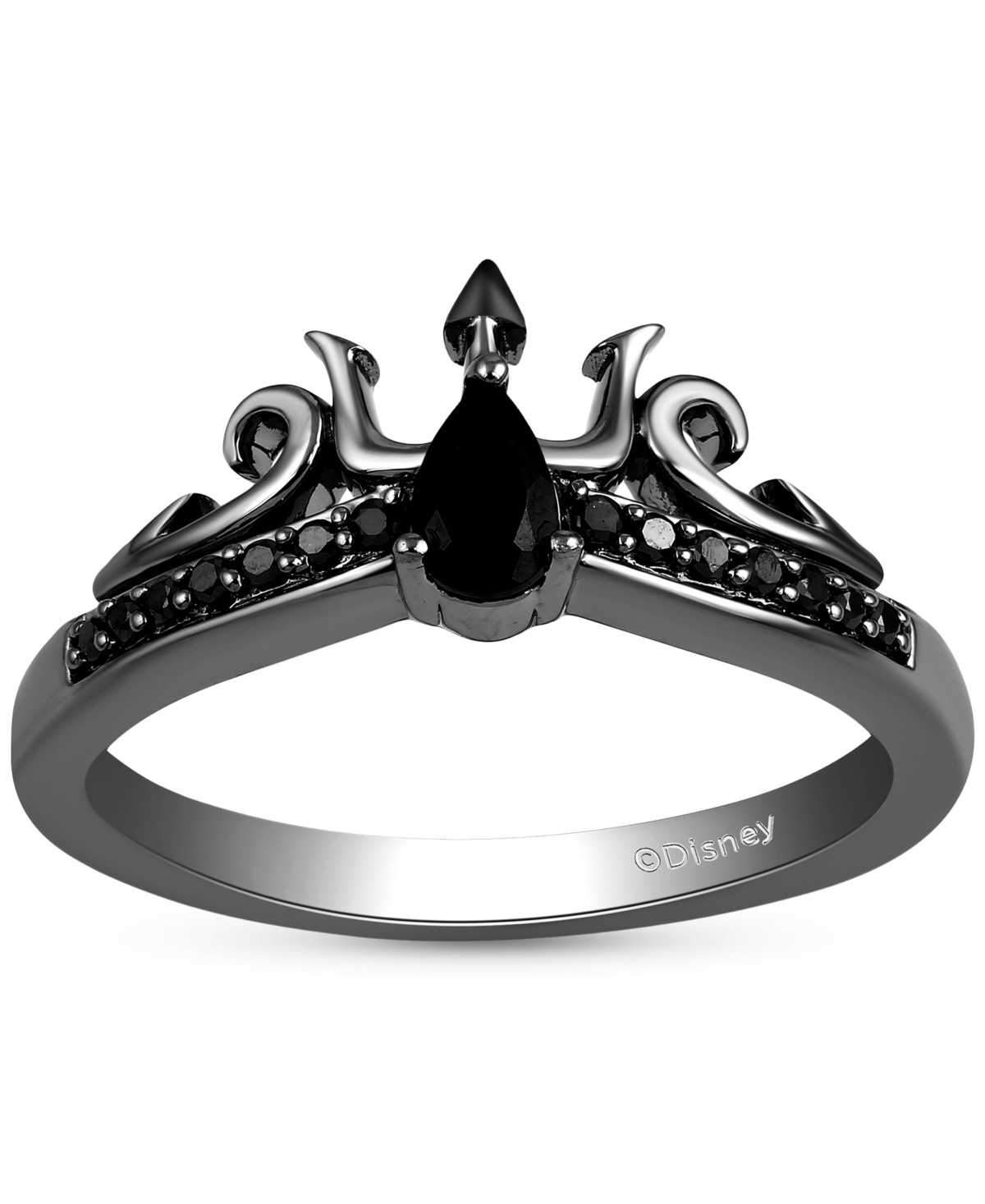 Disney Enchanted Vault Enchanted Disney Fine Jewelry Onyx Black Diamond 1 10 ct. t.w. Ursula Ring in Black Rhodium Plated Sterling Silver Black Rhodium Plated Sterling Smart Closet