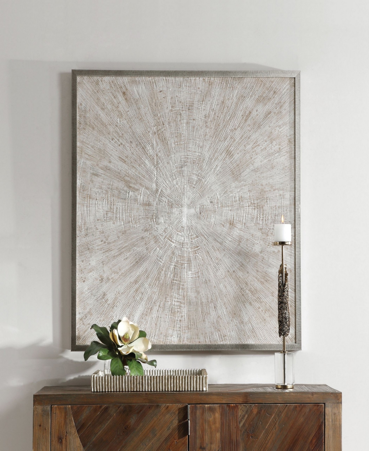 Uttermost Mesmerize Hand Painted Canvas Art In Silver