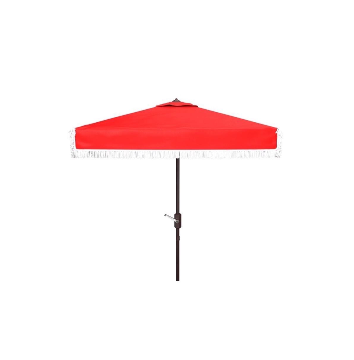 Milan Fringe 7.5 Ft Square Crank Umbrella - Red