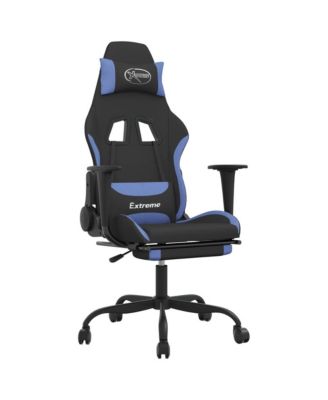 Gaming Chair with Footrest Black and Blue Fabric