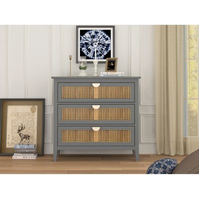 3-Drawer Rattan Cabinet