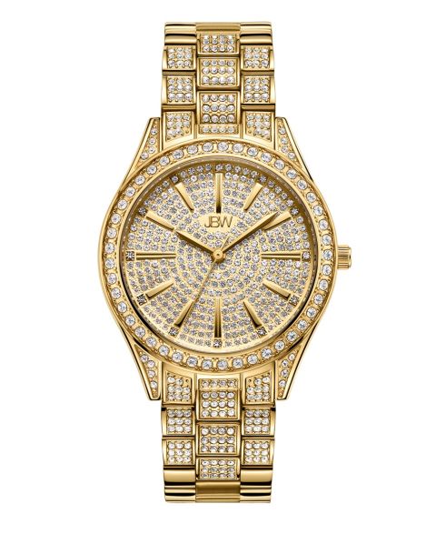 Женские часы Jbw Cristal 34 с бриллиантами 0.12 кт, позолота 18 к, 38 мм, цвет: Золотой