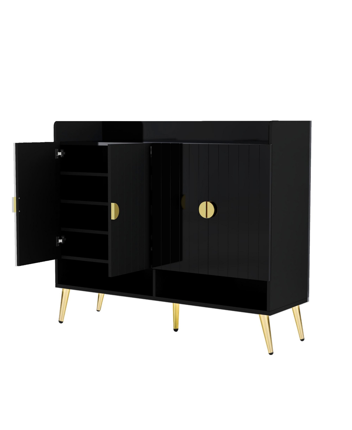 Shoe Cabinet With Doors, 11-Tier Shoe Storage Cabinet With Adjustable Shelves - Black