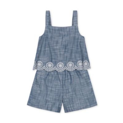 Hope Henry Mommy Me Organic Ruffle Top Chambray Romper