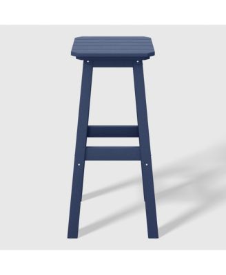 29" HDPE Outdoor Patio Square Backless Bar Stool