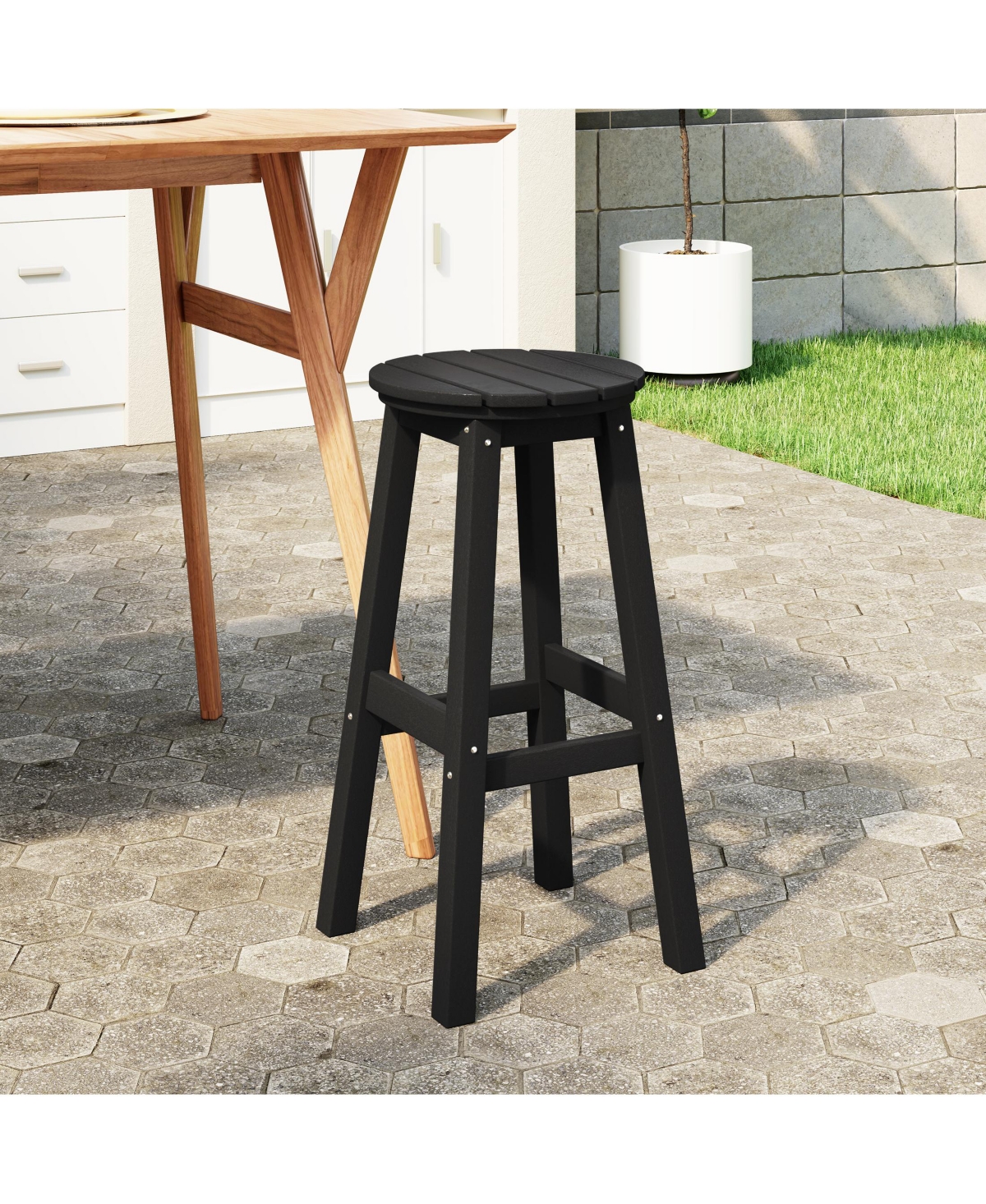 WestinTrends 29" Hdpe Outdoor Patio Round Bar Stool