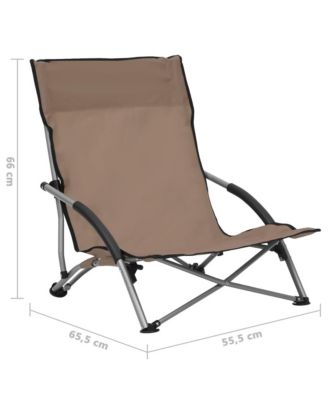 Folding Beach Chairs 2 pcs Taupe Fabric