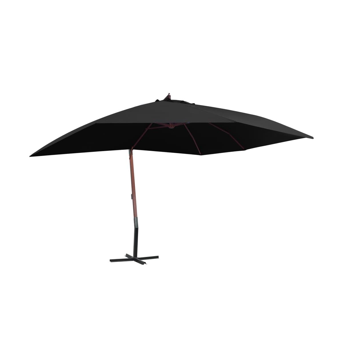Hanging Parasol with Wooden Pole 157.5"x118.1" Black - Black