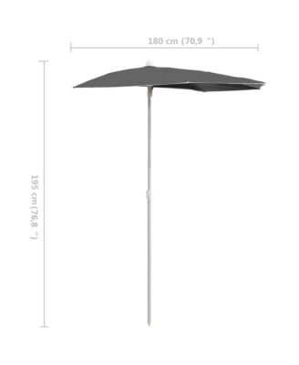 Garden Half Parasol with Pole 70.9"x35.4" Anthracite