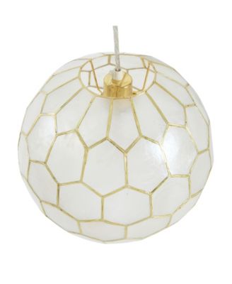 Capiz Honeycomb Globe Pendant Light Capiz White Seashells with Antique
