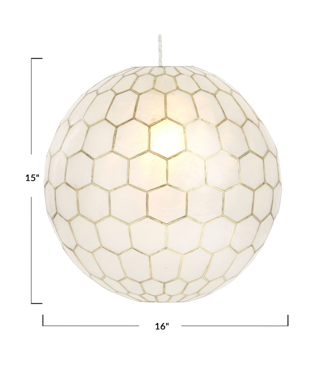 Storied Home Capiz Honeycomb Globe Pendant Light Capiz White Seashells In Gold