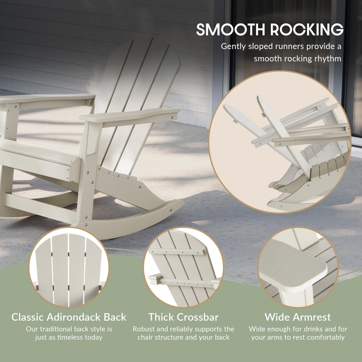 WestinTrends 3 Piece set Outdoor Patio Poly Adirondack rocking chairs with side table