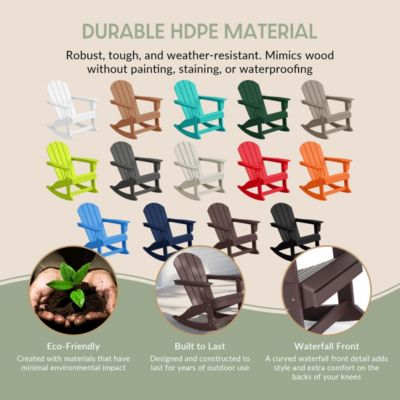 3 Piece set Outdoor Patio Poly Adirondack rocking chairs with side table