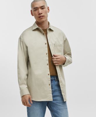 Модная мужская рубашка из саржи свободного кроя на пуговицах Mode of One созданная для Macys 11890₽