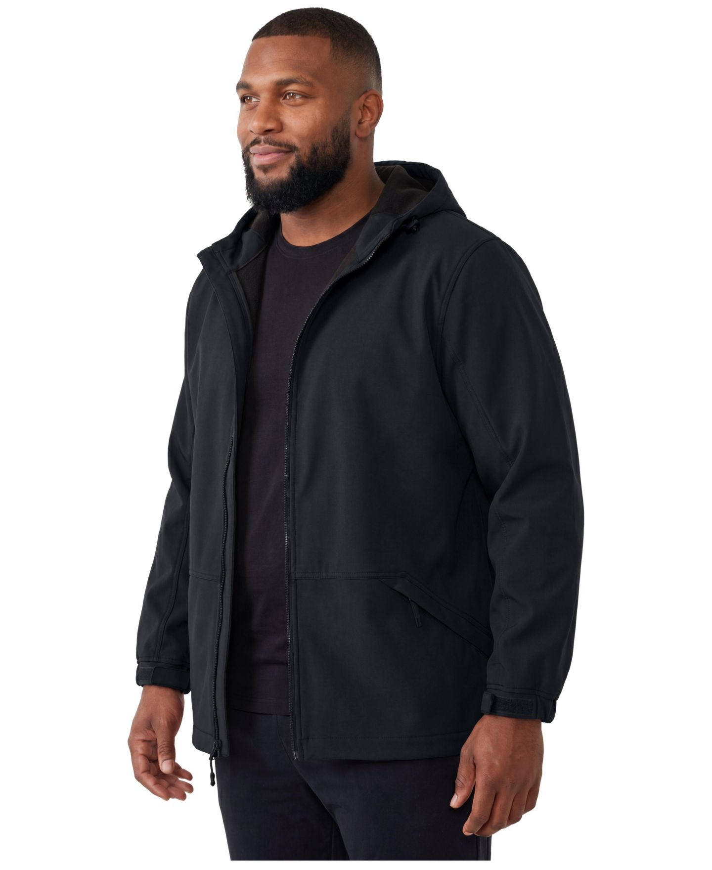 Мужское пальто KingSize Fleece-Lined Slicker Rain Coat, цвет: Чёрный — фото 2