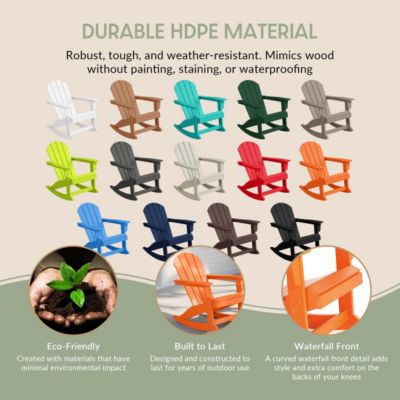 3 Piece set Outdoor Patio Poly Adirondack rocking chairs with side table