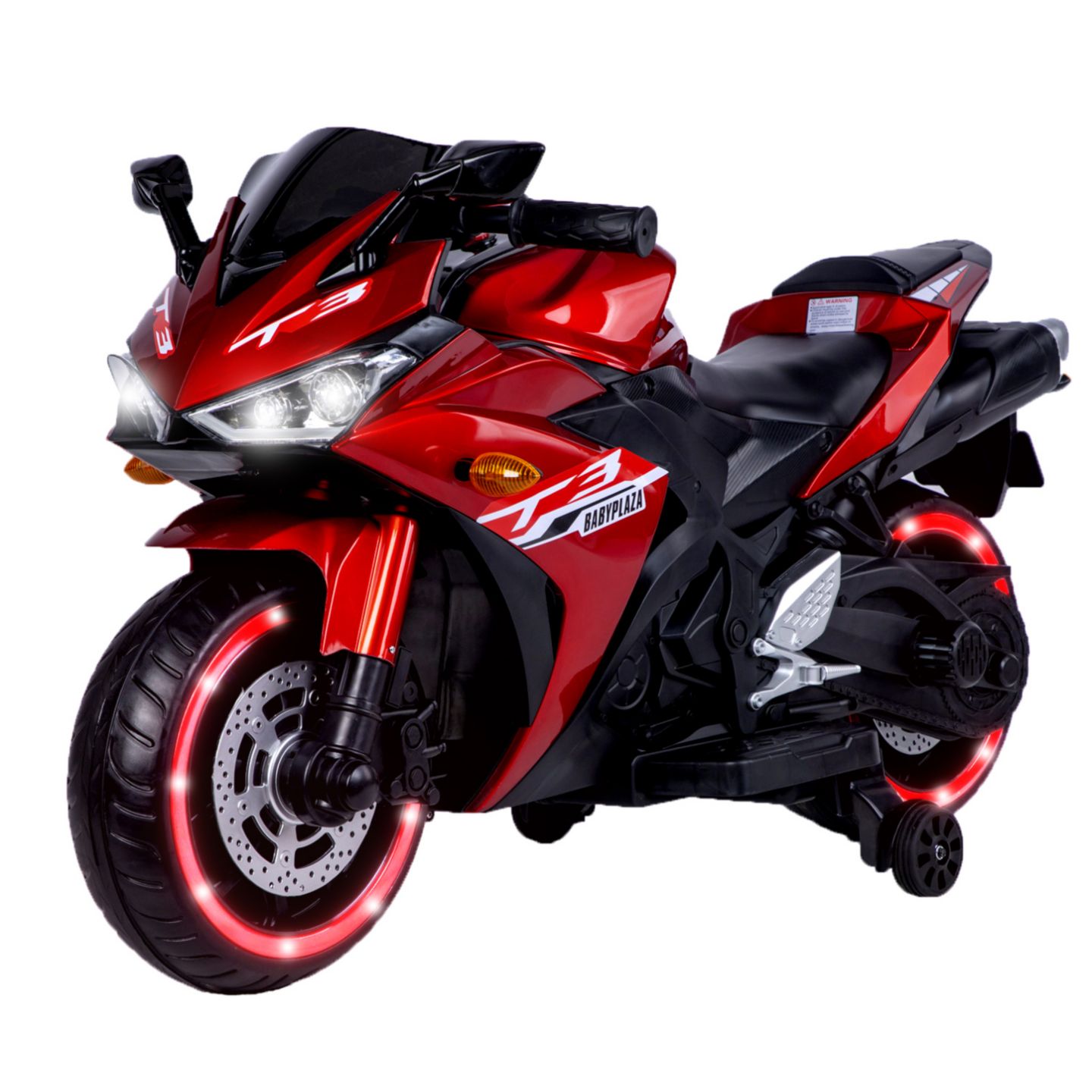 Детская игрушка Streamdale Furniture 12V Kids Ride-On Motorcycle with Training Wheels and Built-In Music, 3–7 лет, цвет: Красный — фото 6