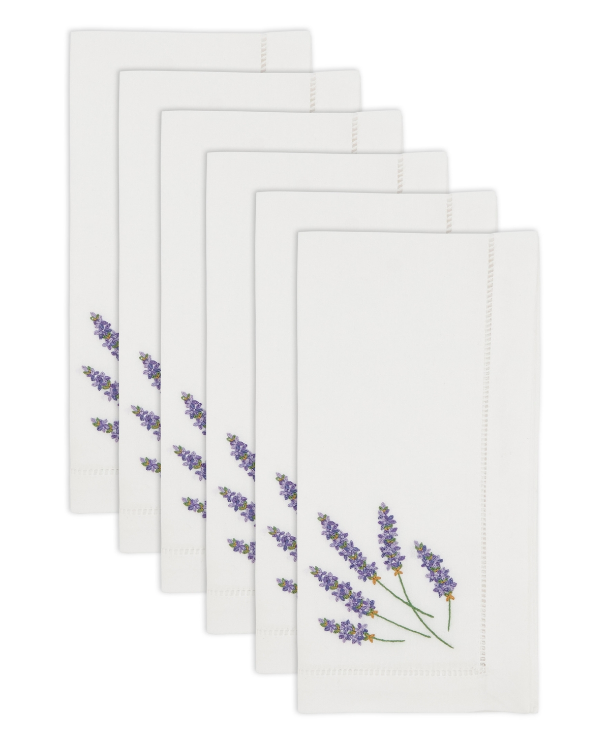 Saro Lifestyle Garden Bliss Embroidered Lavender Napkin Set Of 6, 20"x20" In White